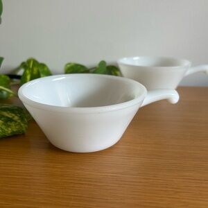Vintage Fire King White Milk Glass Serving Bowls Set of 2